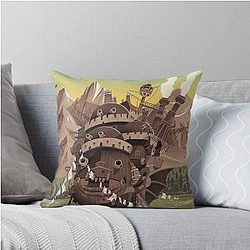 Vintage Howl's Castle Poster Throw Pillow