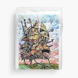 Watercolor and Ink Howl's Castle Duvet Cover