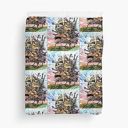 Howl's Moving Castle ink and watercolor drawing Duvet Cover