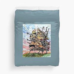 Howl's Moving Castle ink and watercolor drawing Duvet Cover