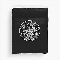 Howl's Moving Castle - White Outline Essential Duvet Cover