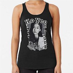 HoYeon Jung Korean Actress Black Collage Design Racerback Tank Top