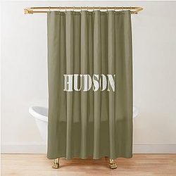 Hudson Army Military Distressed Stencil Design Shower Curtain