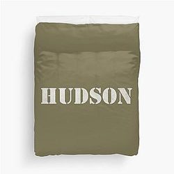 Hudson Army Military Distressed Stencil Design Duvet Cover