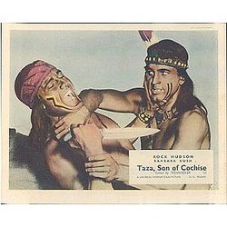 Taza Son of Cochise Original Lobby Card Rock Hudson barechested Rex Reason