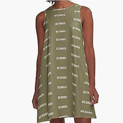 Hudson Army Distressed Stencil Design A-Line Dress