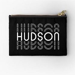 Name Hudson in Black Style White Zipper Pouch