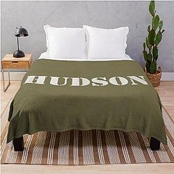 Hudson Army Military Distressed Stencil Design Throw Blanket