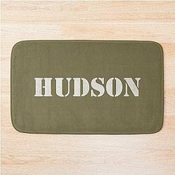 Hudson Name Army Distressed Stencil Design Bath Mat