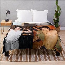 Hudson Williams Collage Abs Shirtless Asian Heartthrob Throw Blanket