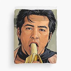 Hudson Williams Heated Rivalry eating a banana Duvet Cover