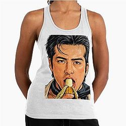 Hudson Williams eating a banana Racerback Tank Top