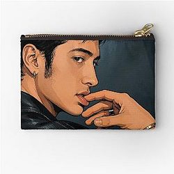 Hudson Williams of Heated Rivalry holding his lips (fan art) Zipper Pouch