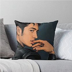 Hudson Williams of Heated Rivalry holding his lip (fan art) Throw Pillow