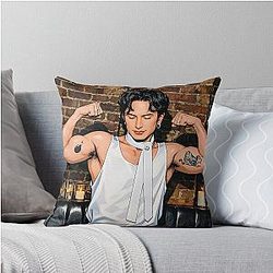 Hudson Williams from Heated Rivalry and His Muscles Fan Art Throw Pillow