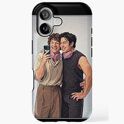 Connor Storrie and Hudson Williams selfie with pink headphones iPhone Case