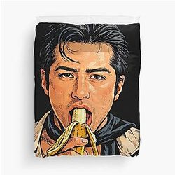 Hudson Williams eating a banana Duvet Cover