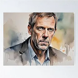 Watercolor Sketch with Hugh Laurie Poster