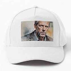 Watercolor sketch with Hugh Laurie baseball cap