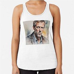Watercolor Sketch with Hugh Laurie Racerback Tank Top