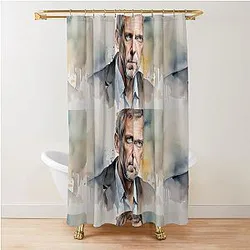Watercolor sketch with Hugh Laurie Shower Curtain