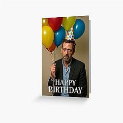 Doctor Hugh Laurie Birthday Party Hat Meme Funny Greeting Card