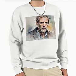Watercolor sketch with Hugh Laurie sweatshirt