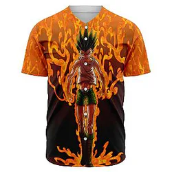 HxH Merch - Gon Freecss Fire 3D Baseball Jersey