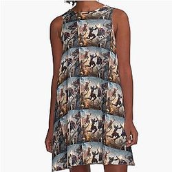 Hyacinth Bucket Minimalist A-Line Dress with Floral Sticker