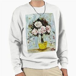 Hyunjin's Oil Painting Art Pink Roses Stray Kids dominATE Tour Karma Ceremony Ethereal Rizz vibes Boyfriend material SKZ K-pop Pullover Sweatshirt