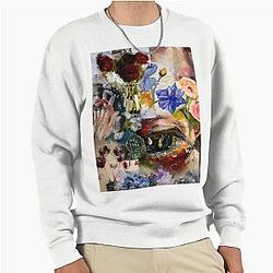 Hyunjin's oil painting art red roses Stray Kids Mixtape dominATE karma ethereal rizz vibes Boyfriend material SKZ kpop Pullover Sweatshirt