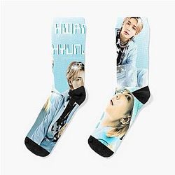 HWANG HYUNJIN BLUE COLLAGE SOCKS