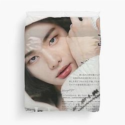 Stray Kids black white sexy SKZ Hyunjin 3RACHA kpop boy group korean men poster Duvet Cover