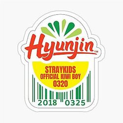 Hyunjin Stray Kids Kiwi Boy buzz cut hairstyle OT8 Glossy Sticker