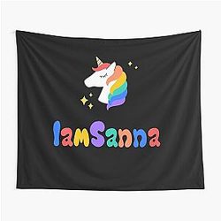 Sanna Loves Unicorn Black Tapestry