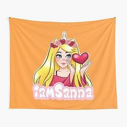 Sanna Loves Unicorns Neon Orange Tapestry