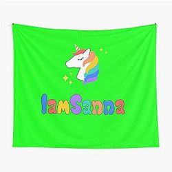 Sanna Loves Unicorns Neon Green Tapestry
