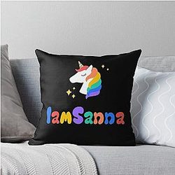 Sanna Loves Unicorns Black Throw Pillow