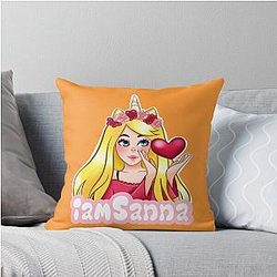 Sanna Loves Unicorns Neon Orange Throw Pillow