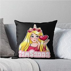 Sanna Loves Unicorns Black Throw Pillow