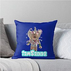 Sanna Loves Unicorns Blue Throw Pillow