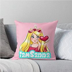 Sanna Loves Unicorn Pink Throw Pillow