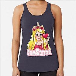 Sanna Loves Unicorns NEON ORANGE Racerback Tank Top