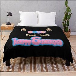 Sanna Loves Unicorns Black Throw Blanket