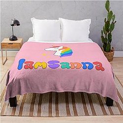Sanna Loves Unicorns Pink Throw Blanket