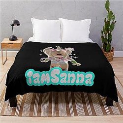 Sanna Loves Unicorns Black Throw Blanket