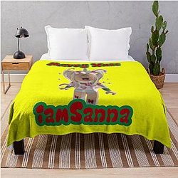 Sanna Loves Unicorns Merry Xmas Yellow Throw Blanket