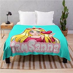 Sanna Loves Unicorns Sky Blue Throw Blanket
