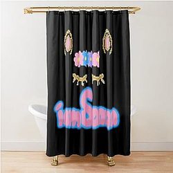 Sanna Loves Unicorns Black Shower Curtain