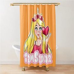 Sanna Loves Unicorns Neon Orange Shower Curtain